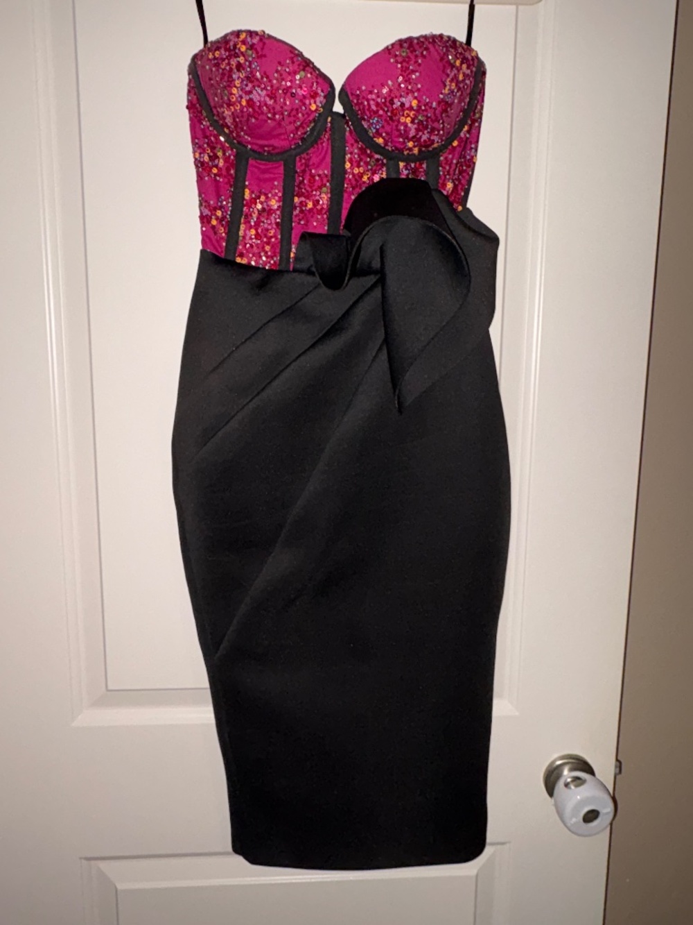 Eliya the label corset, pink and black dress
